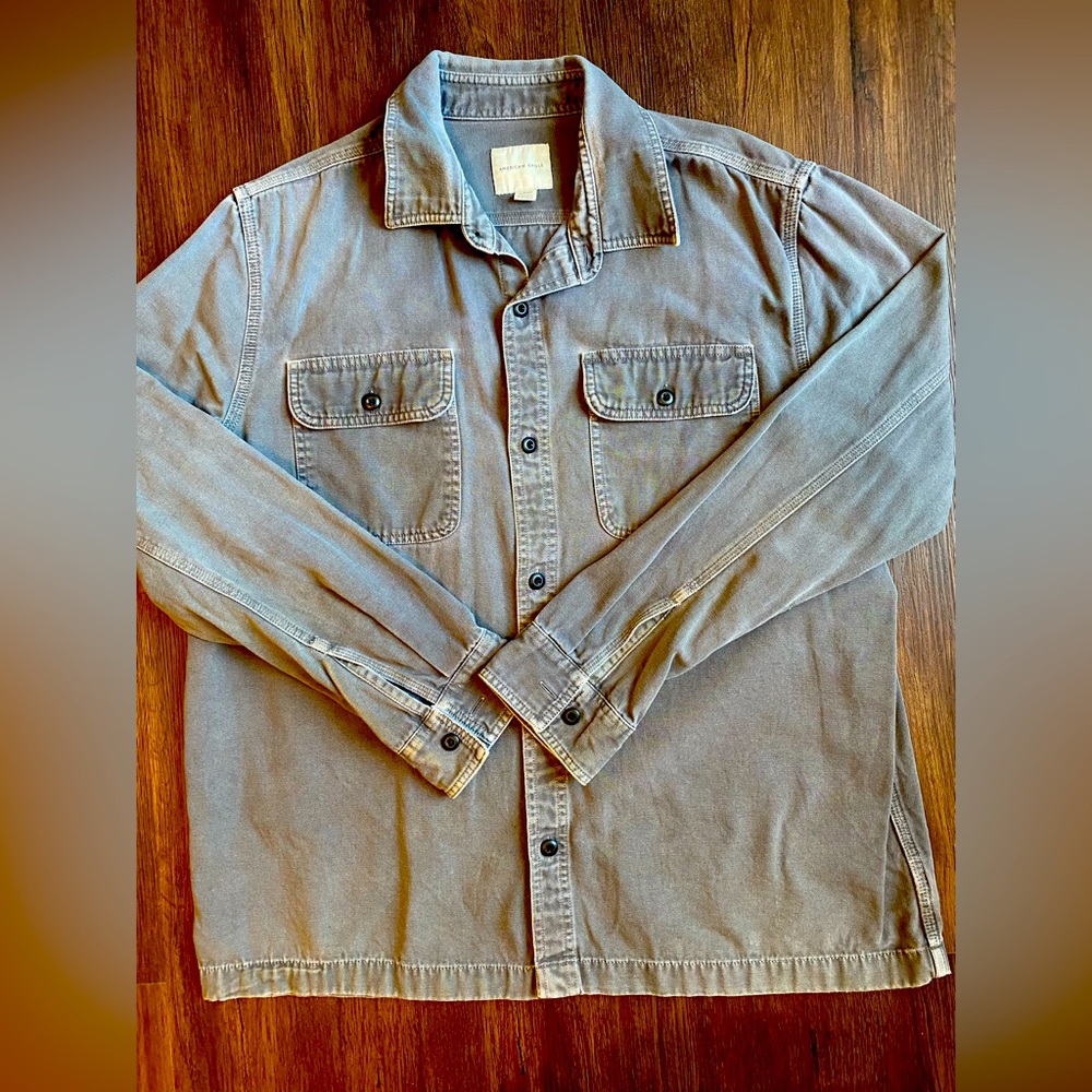 American Eagle thick denim shirt gray men’s size XL